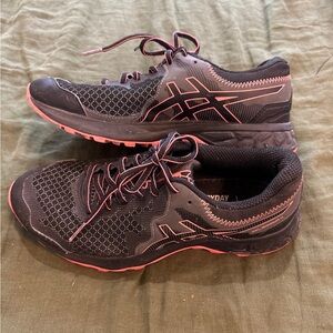 Asics Black and Pink Athletic Sneakers